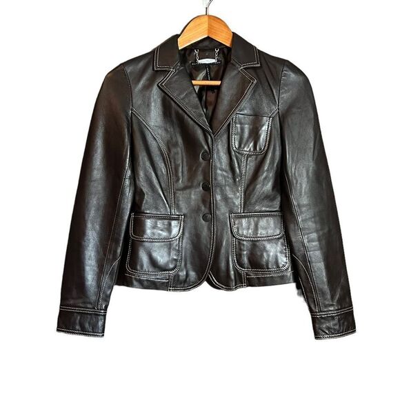 Sandra Angelozzi brown genuine leather jacket - Picture 1 of 10